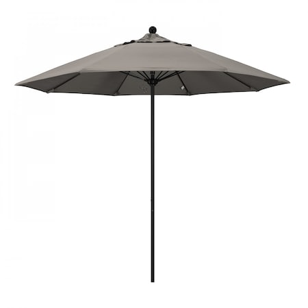 California Umbrella 9' Black Aluminum Market Patio Umbrella, Pacifica Taupe 194061335956